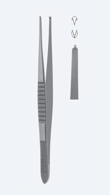 Пінцети "Modell Usa", для тканин, прямі, кінчик 2,4 мм, зубці 1 х 2, загальна довжина 200 мм. Бренд - Asanus Medizintechnik Gmb, Німеччина